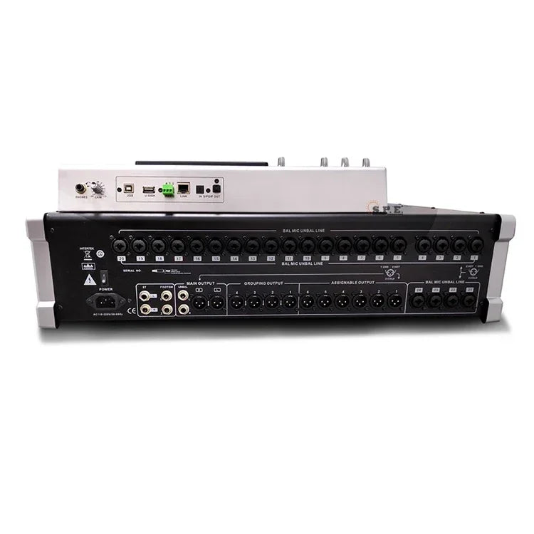 Amped Audio Warehouse - SPE T24 – 24-Channel Professional Digital Audio Mixer with USB, Bluetooth, and Multi-Device Control